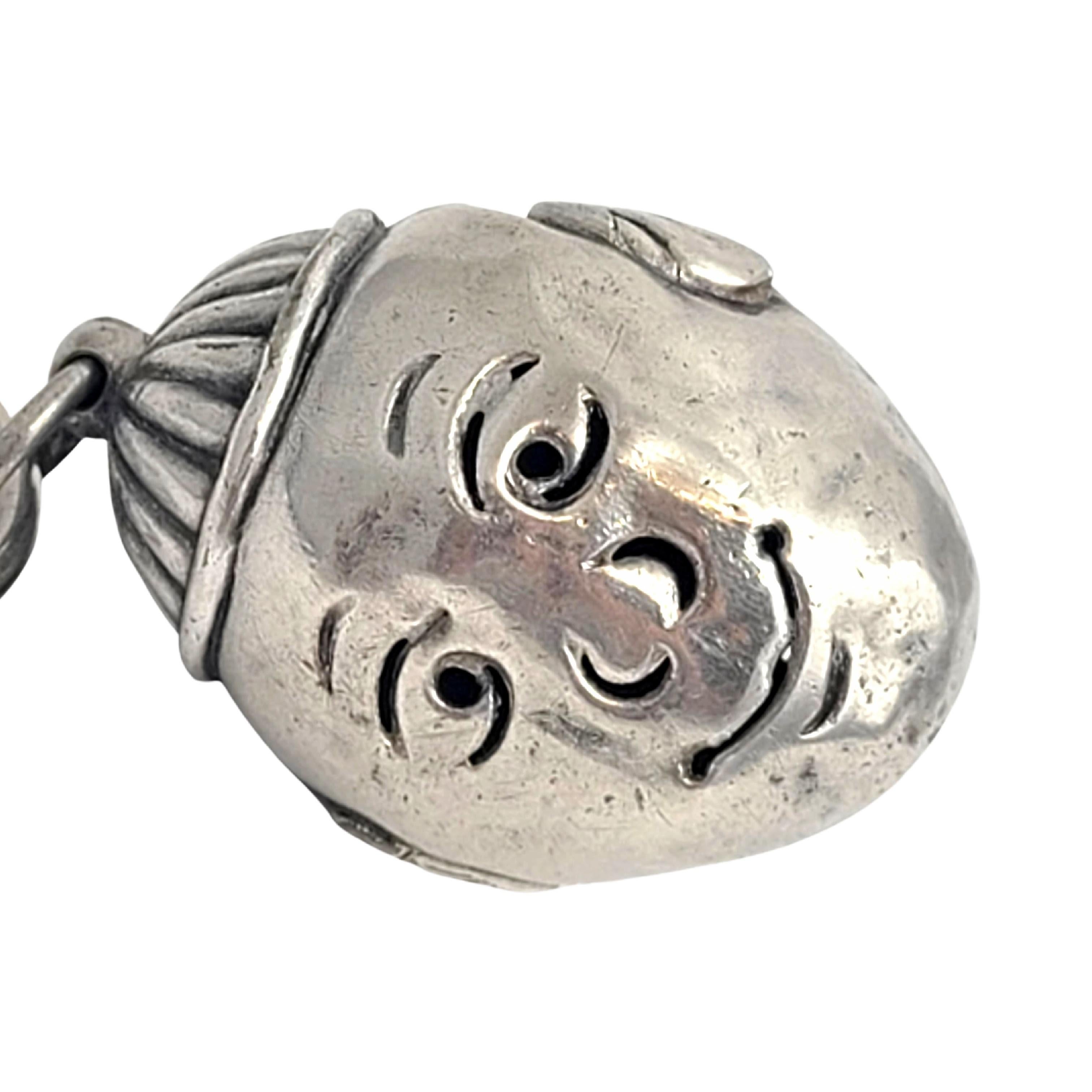 Silver Boy Head Rattle/Bell Charm For Sale 2