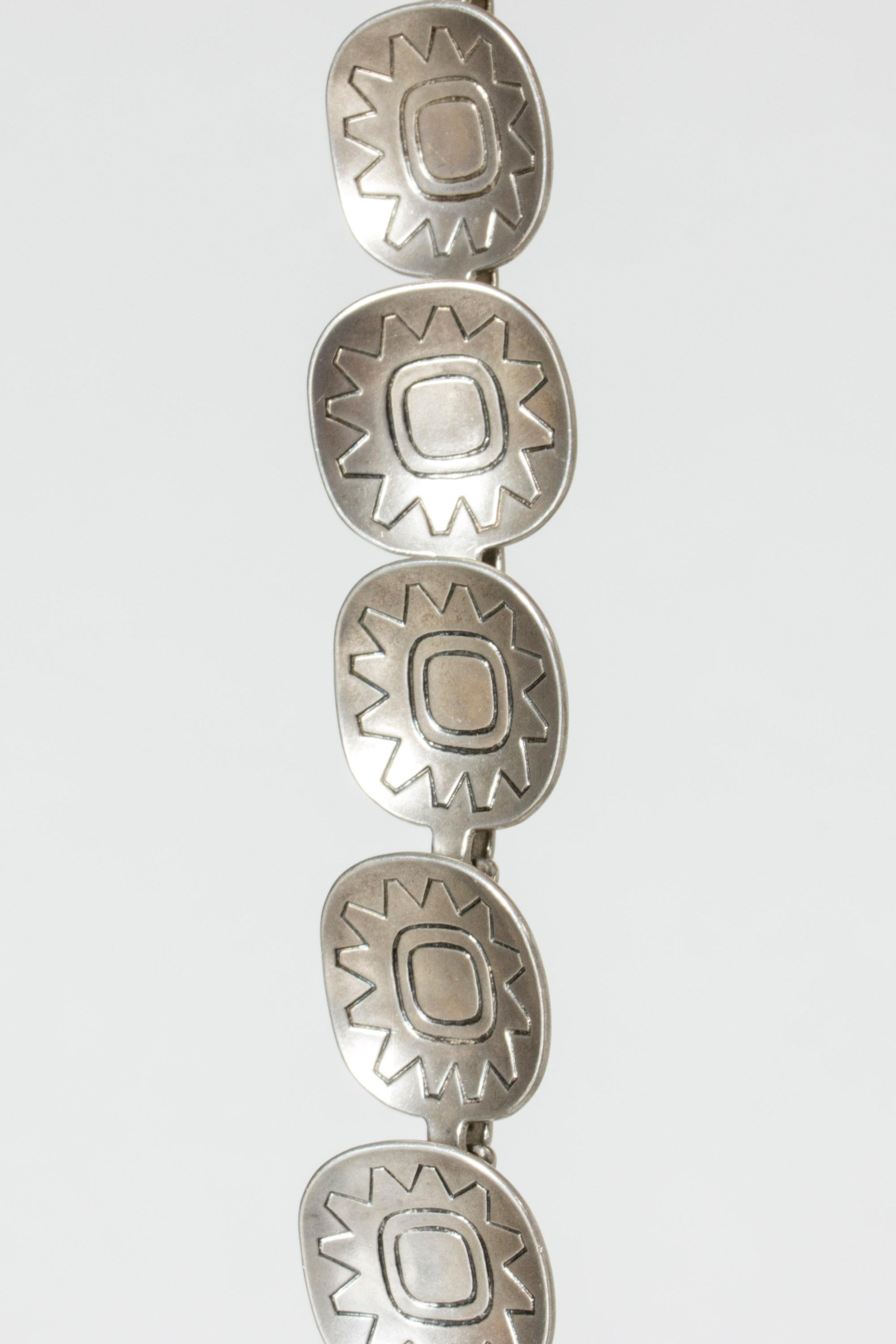Modernist Vintage Scandinavian Midcentury Silver Bracelet, Atelier Borgila, Sweden, 1958 For Sale