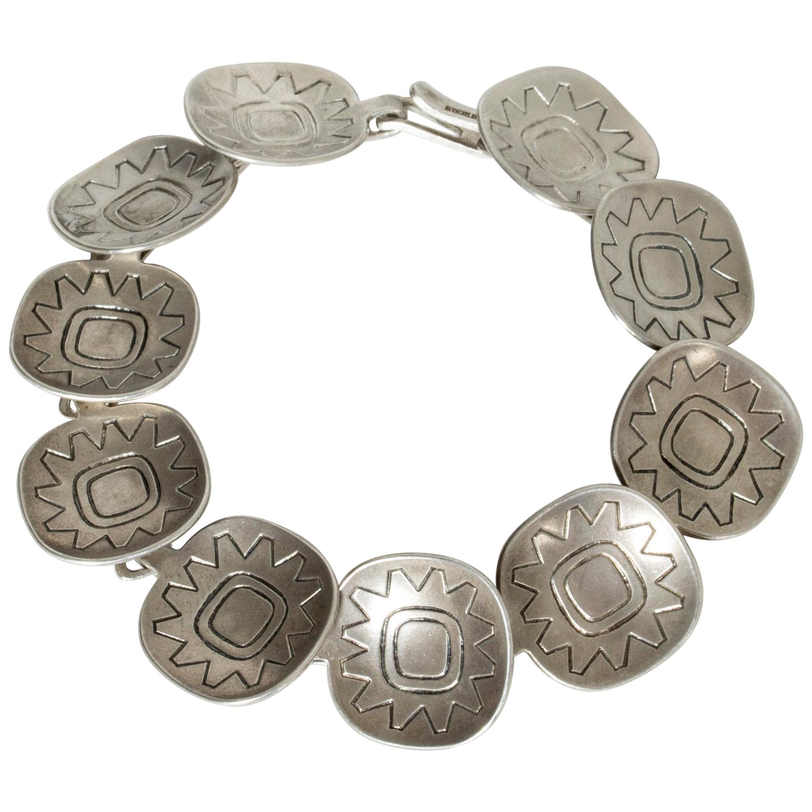 Vintage Scandinavian Midcentury Silver Bracelet, Atelier Borgila, Sweden, 1958 For Sale