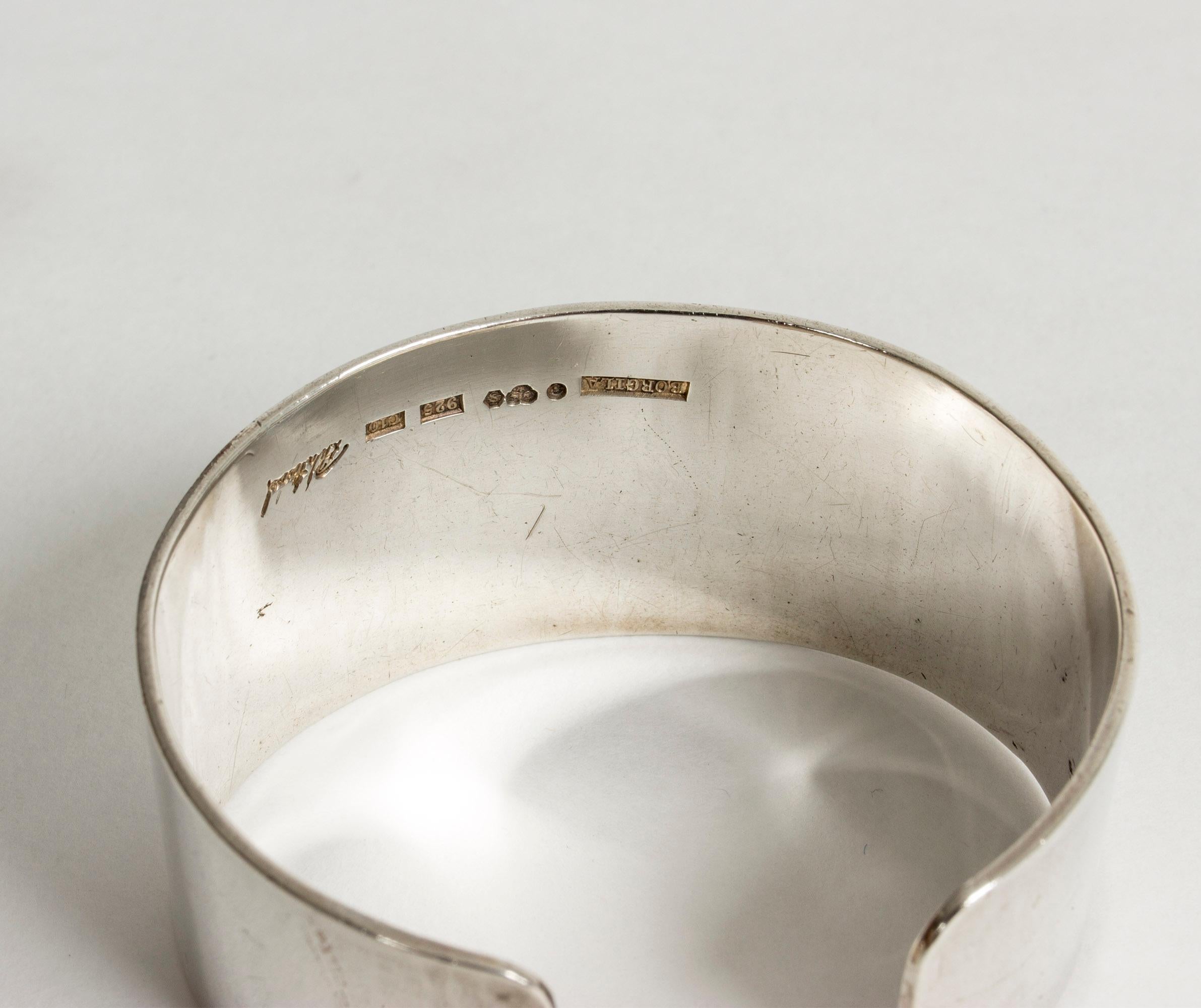 Vintage Scandinavian Modernist Silver Bracelet, Atelier Borgila, Sweden, 1977 For Sale 1