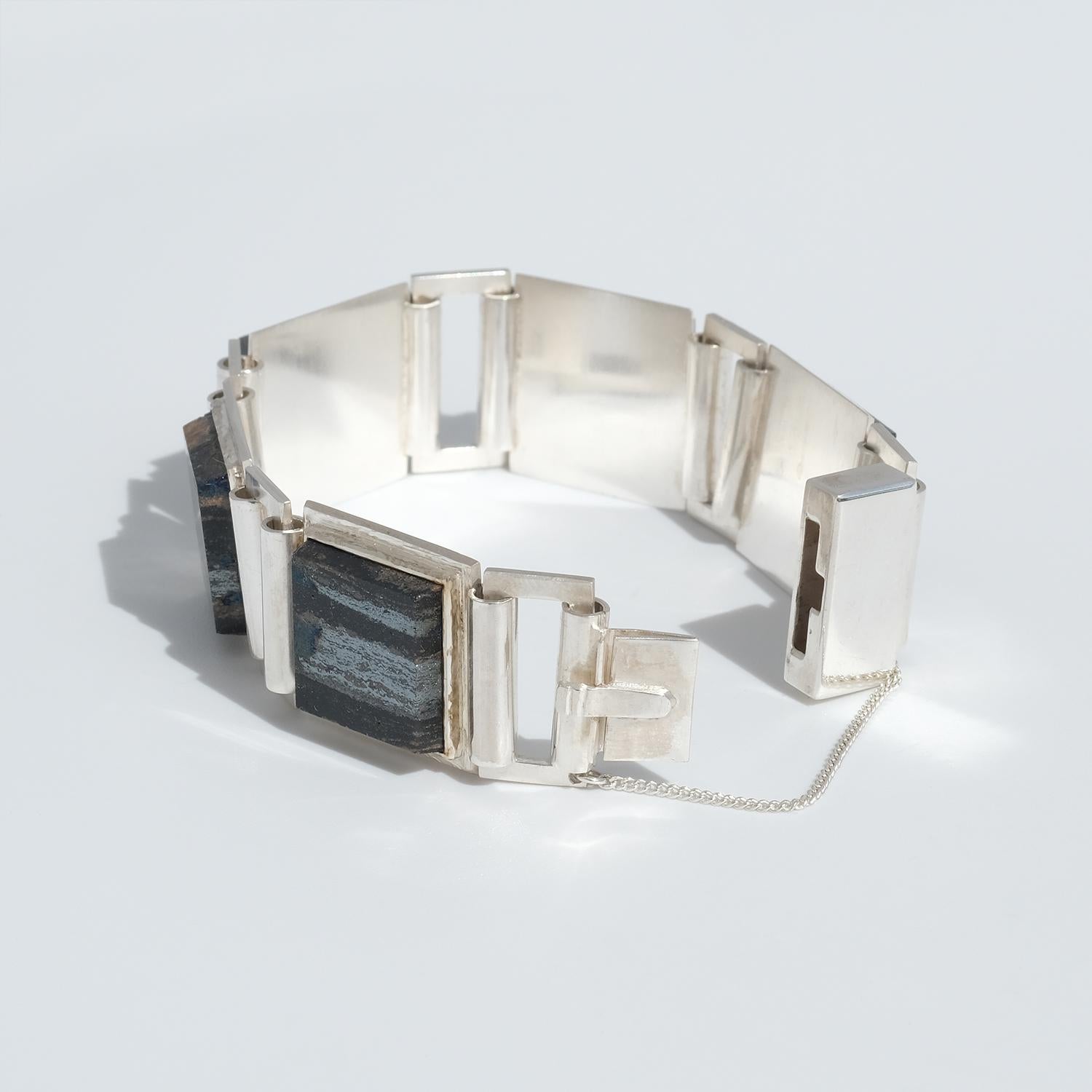 Women's or Men's Silver Bracelet Made by Borgila, Sweden in 1979 For Sale