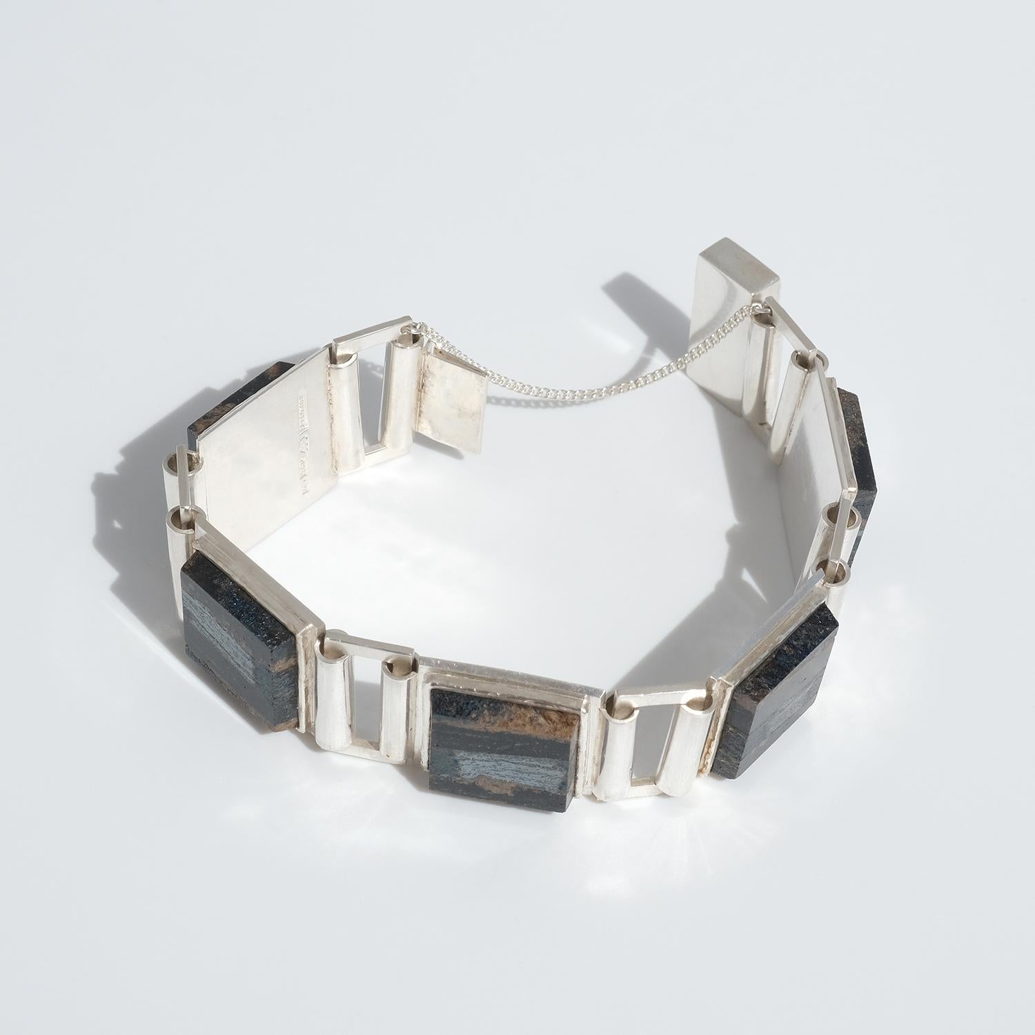 Silberarmband aus Silber, hergestellt von Borgila, Schweden 1979 im Angebot 4