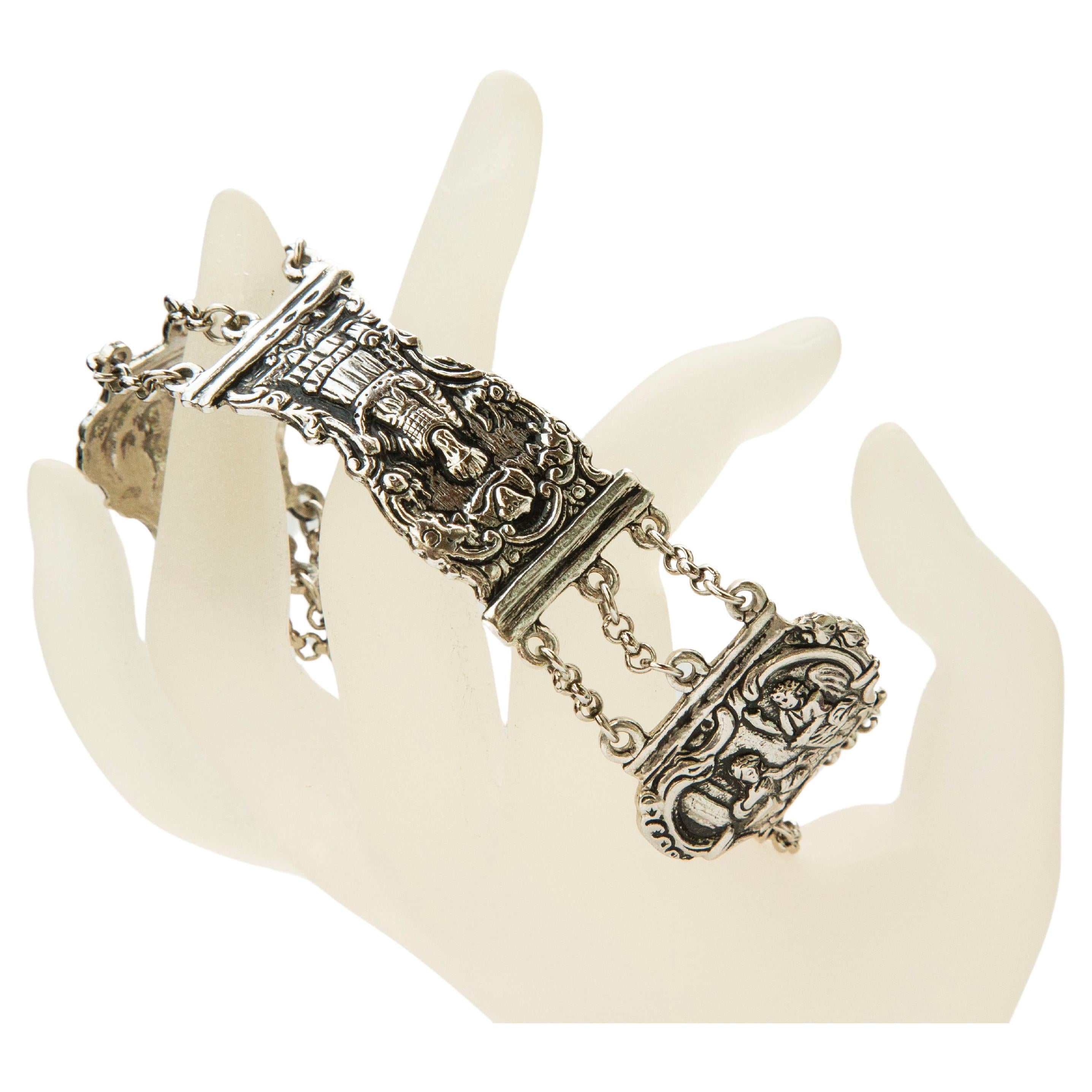 Silver Bracelet Made of Antique Silver Bible Closure 1700s/1800s For Sale