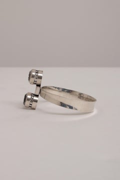 Silver Bracelet with 2 Cut Rock Crystal Alton, Sweden, 1967