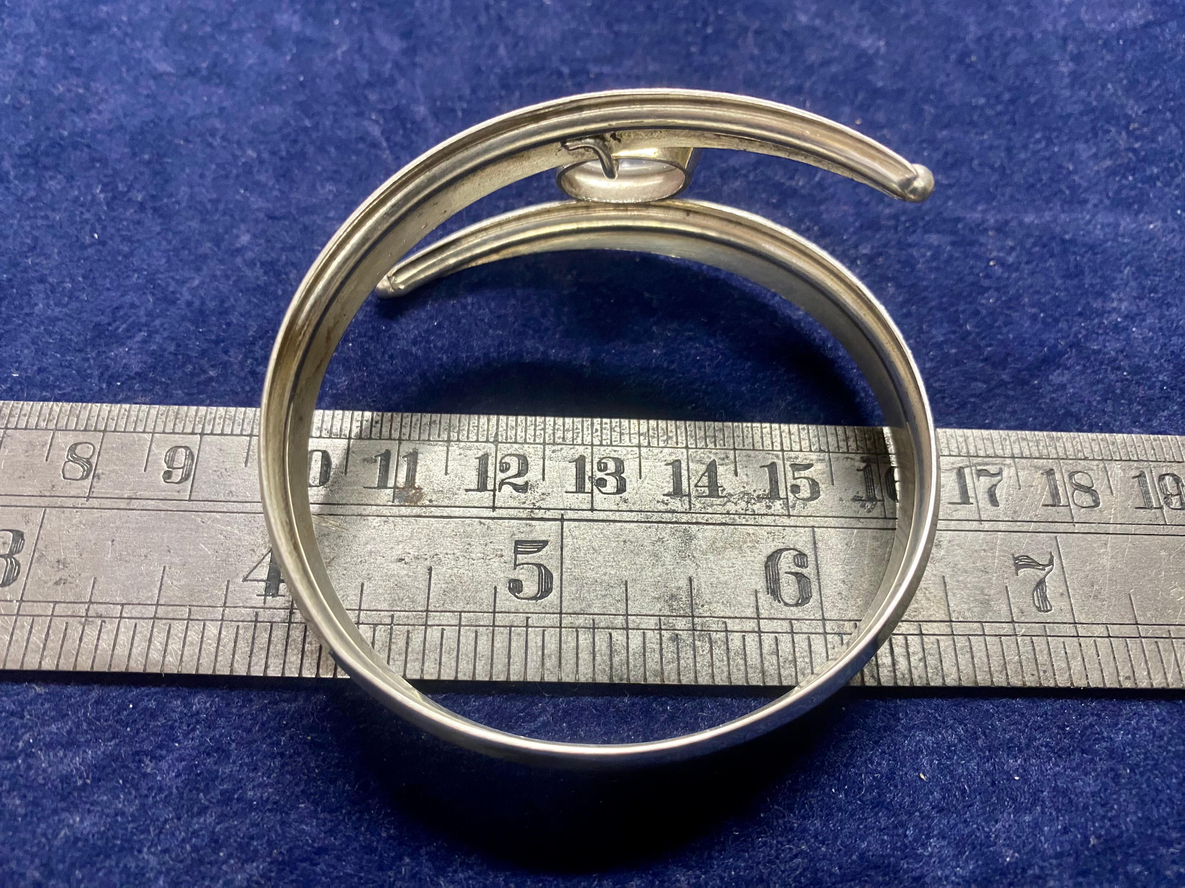 Women's or Men's Silver Bracelet with Stone, Finland, 1960 For Sale