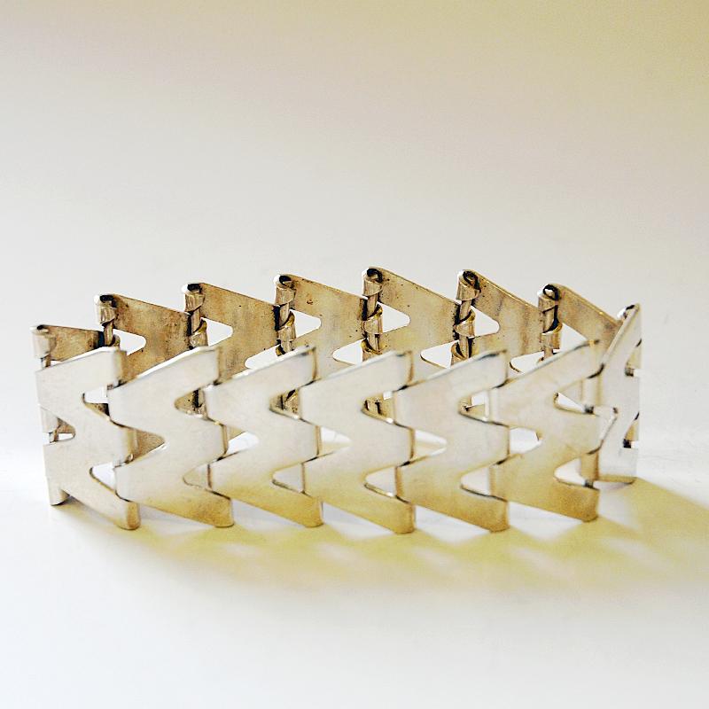 Swedish Silver Bracelet Zig Zag by Haglund Studios, Sweden, 1945