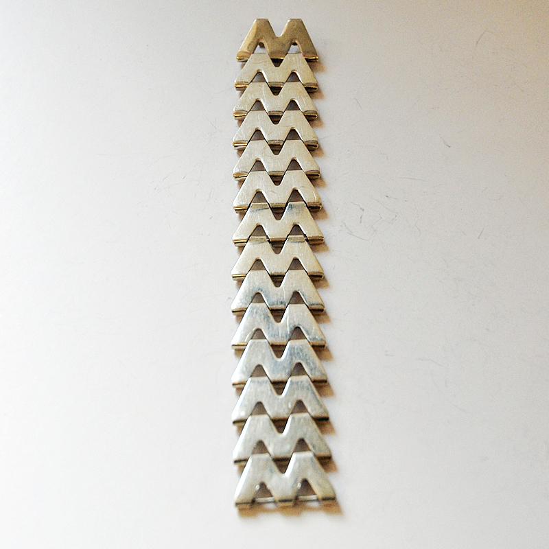 Mid-20th Century Silver Bracelet Zig Zag by Haglund Studios, Sweden, 1945