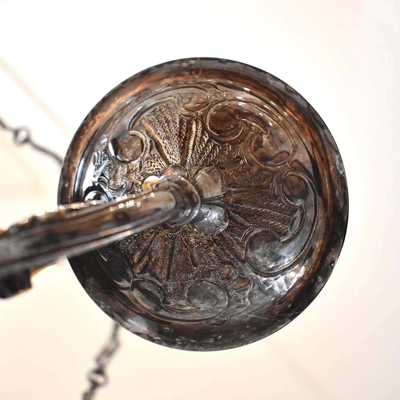 European Silver & Brass 4 Light Chandelier, 18th Century For Sale