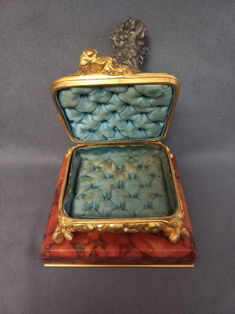 Silver Bronze And Gilt Bronze Jewelry Box Prosper Lecourtier  For Sale 6