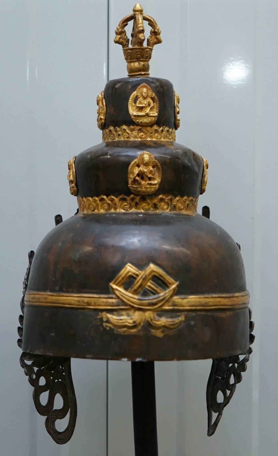 Silver & Bronze Antique Buddhist Stupa Vajracharya Masters of Thunderbolt Crown 1