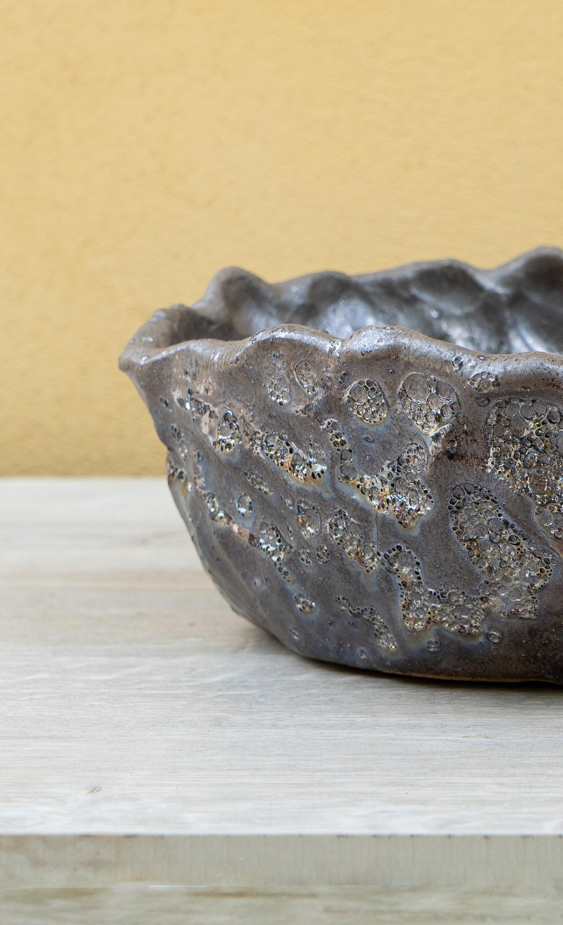 Glazed Silver Bronze Bowl by Daniele Giannetti For Sale