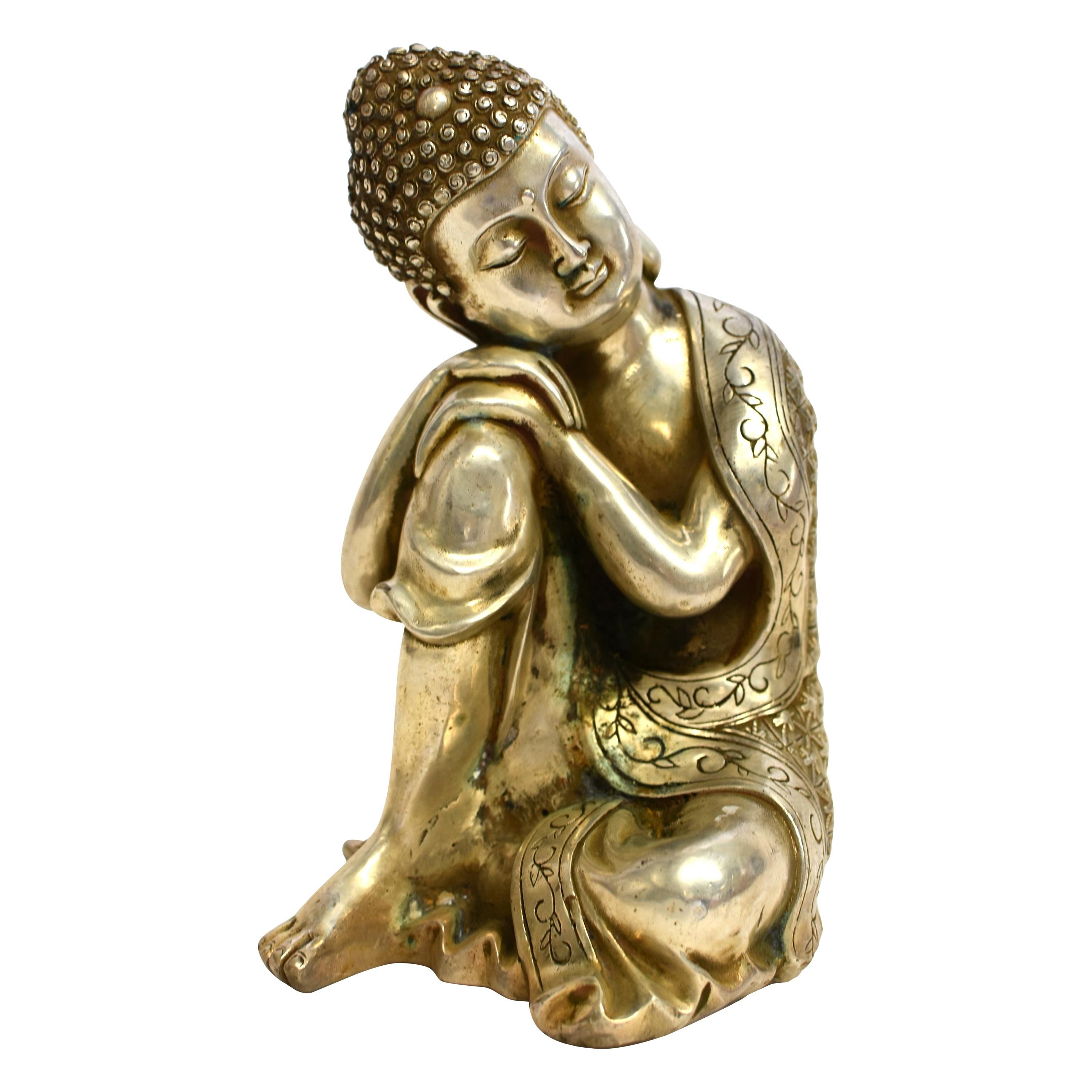 Silver Bronze Contemplative Buddha in Meditation