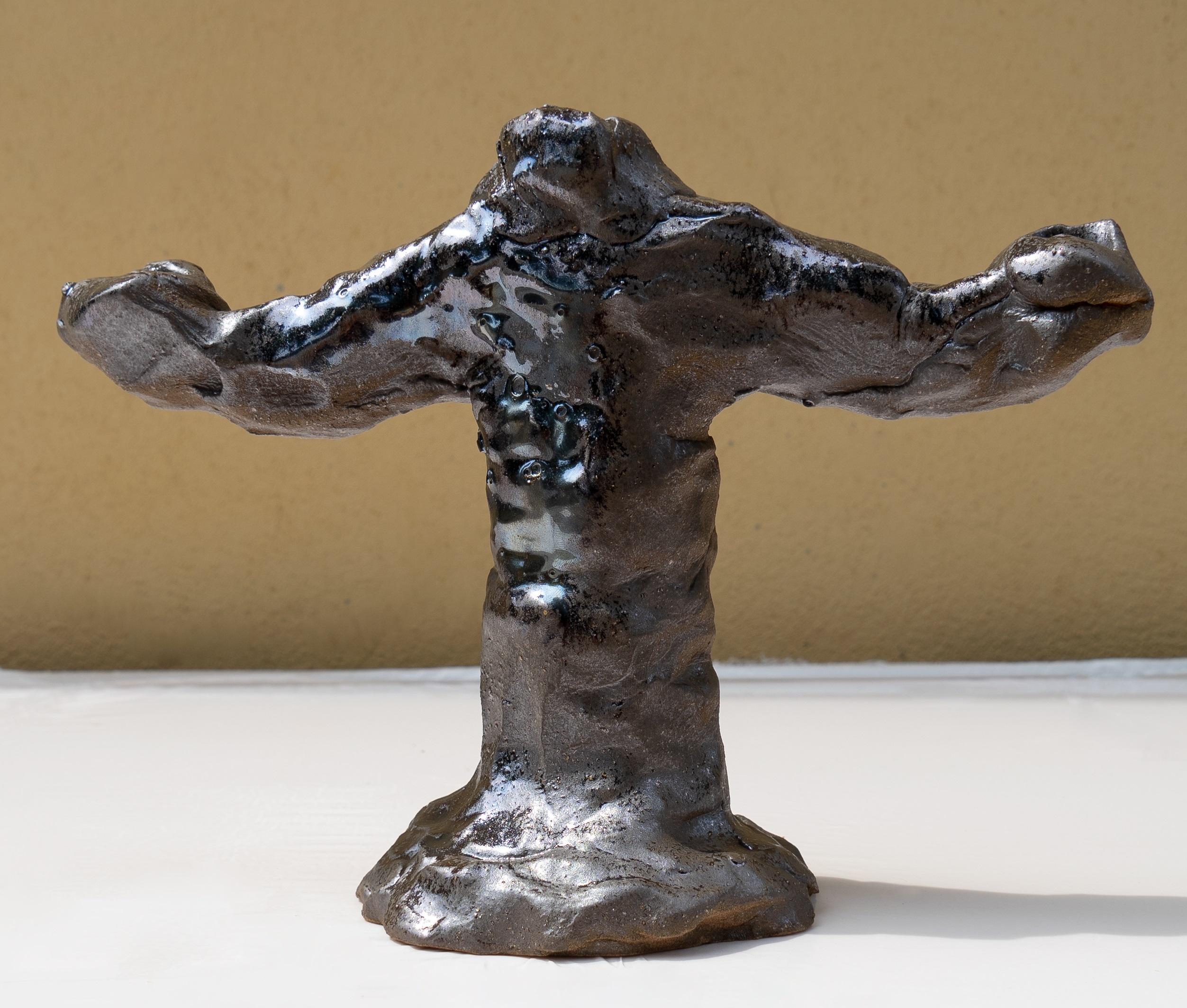 Silber-Bronze-Kreuz-Kandelaber von Daniele Giannetti (Moderne) im Angebot