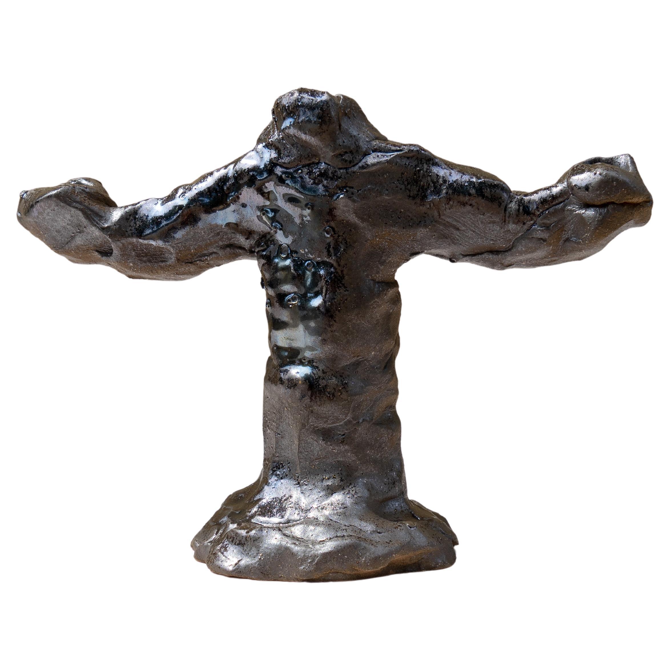 Candélabre en forme de croix en bronze argenté de Daniele Giannetti
