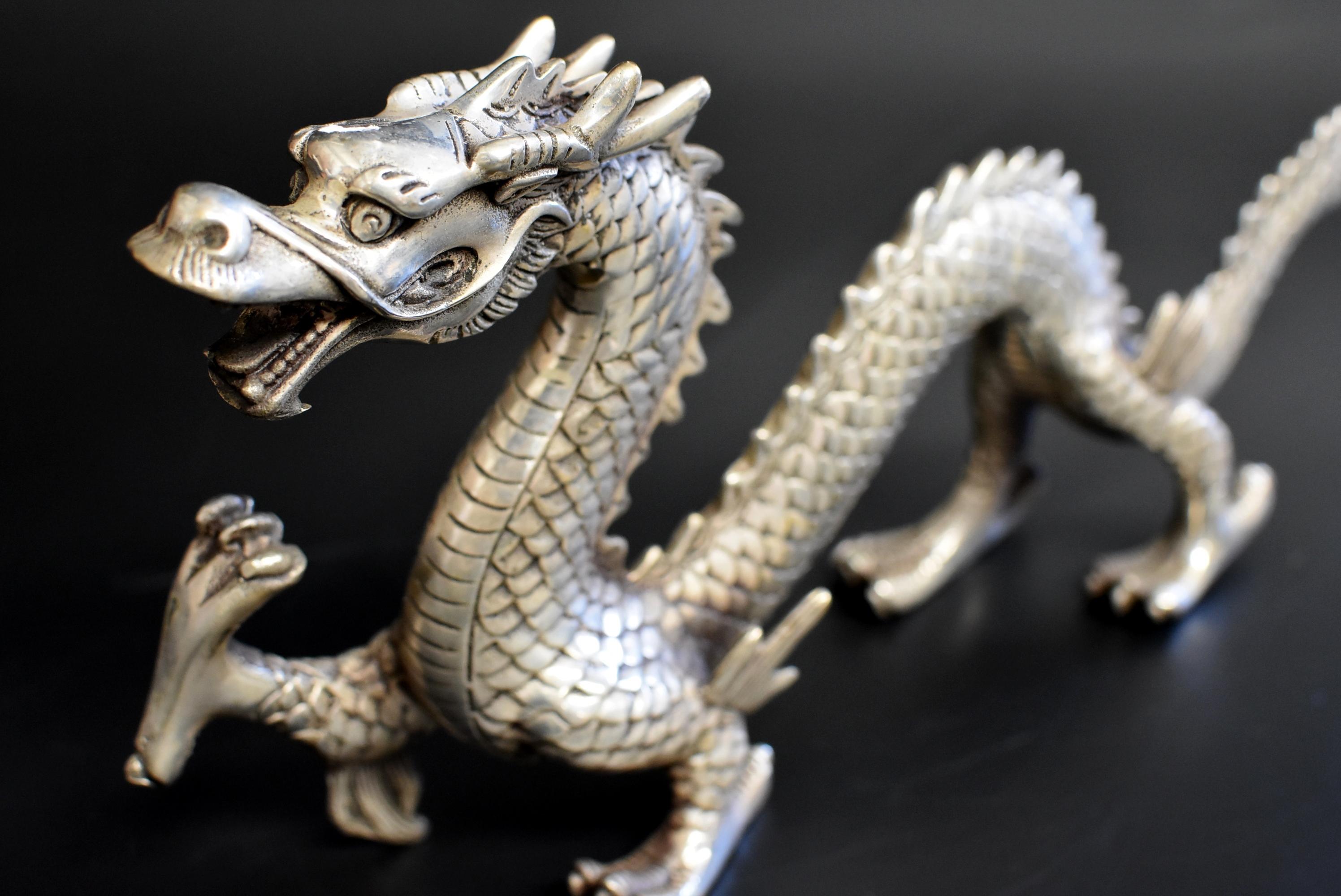 Asian Silver Bronze Dragon
