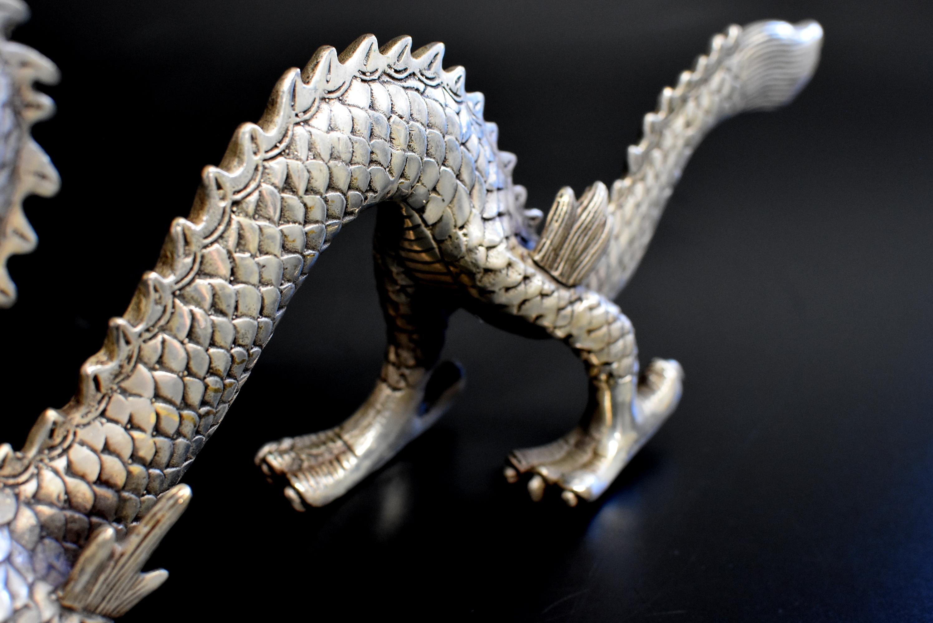 20th Century Silver Bronze Dragon