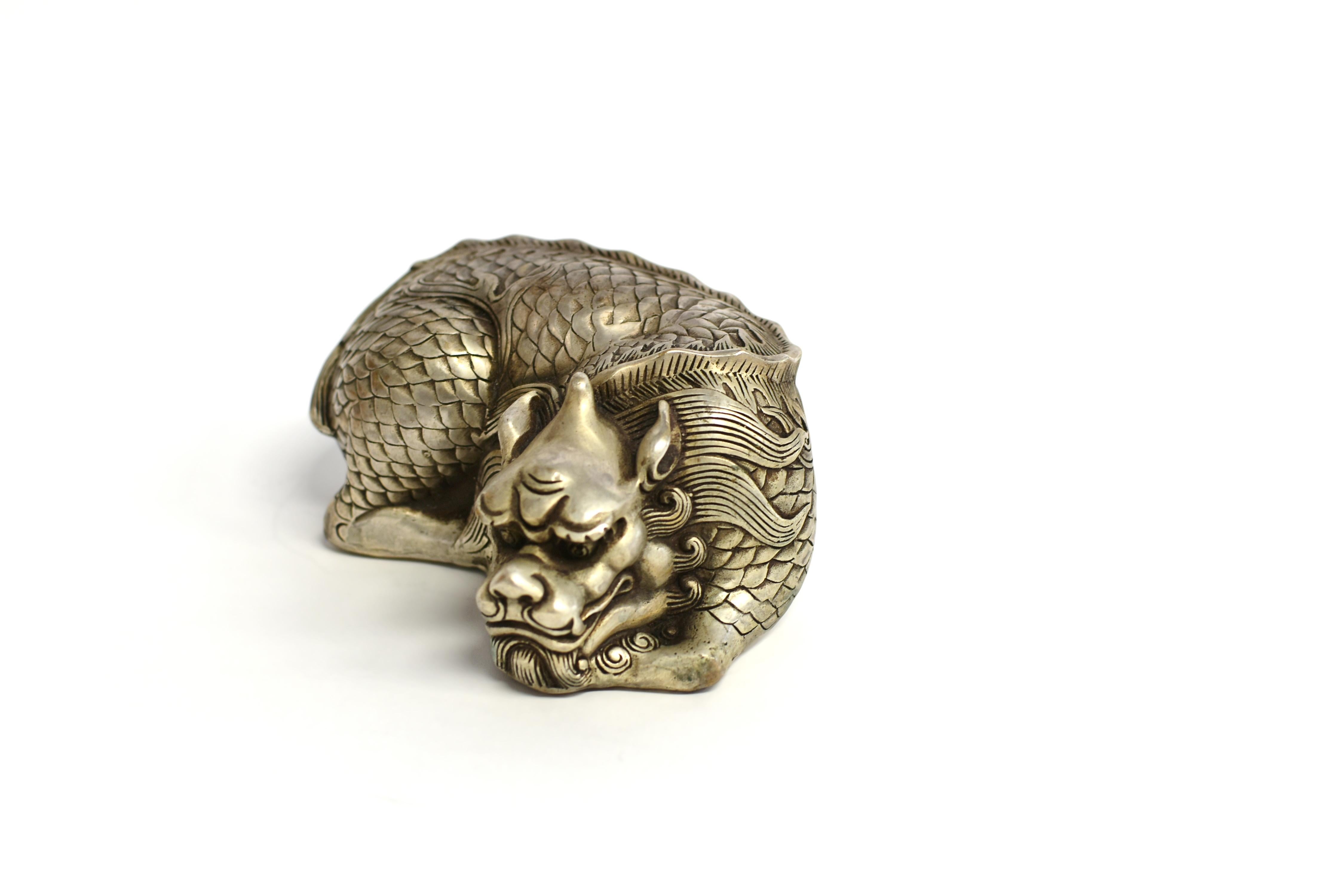 Silver Bronze Dragon Paperweight 4