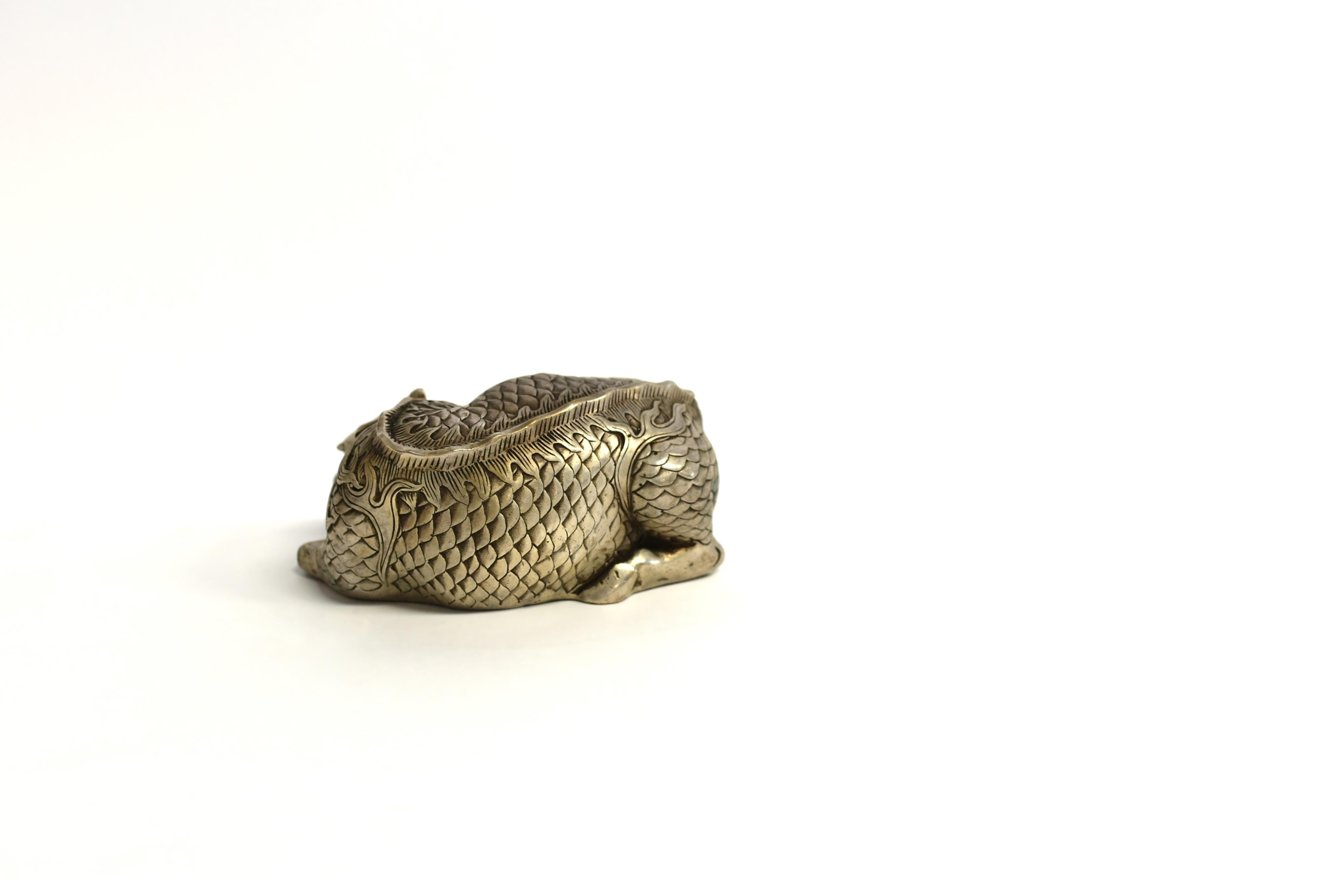 Silver Bronze Dragon Paperweight In Good Condition In Somis, CA