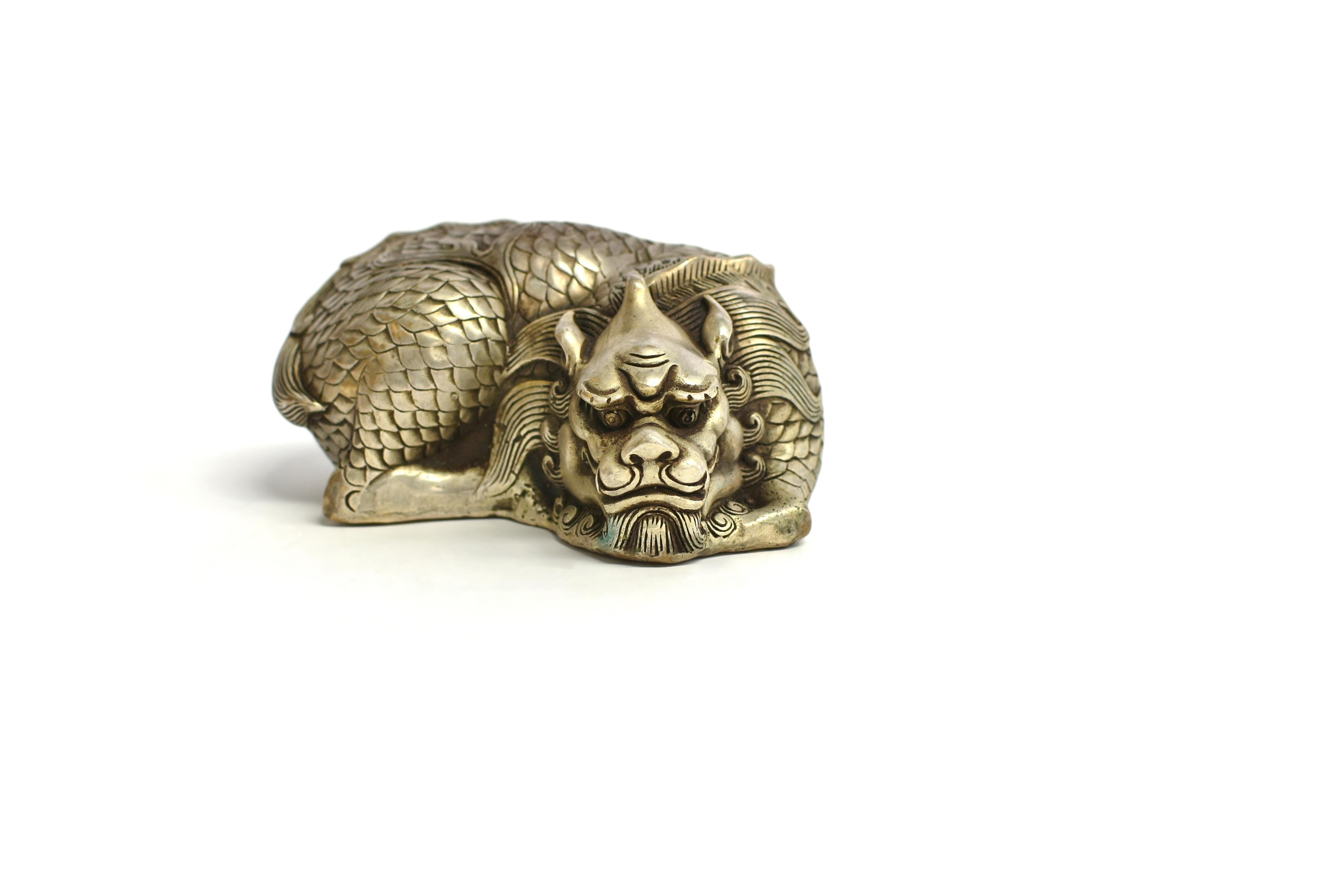 Silver Bronze Dragon Paperweight 1