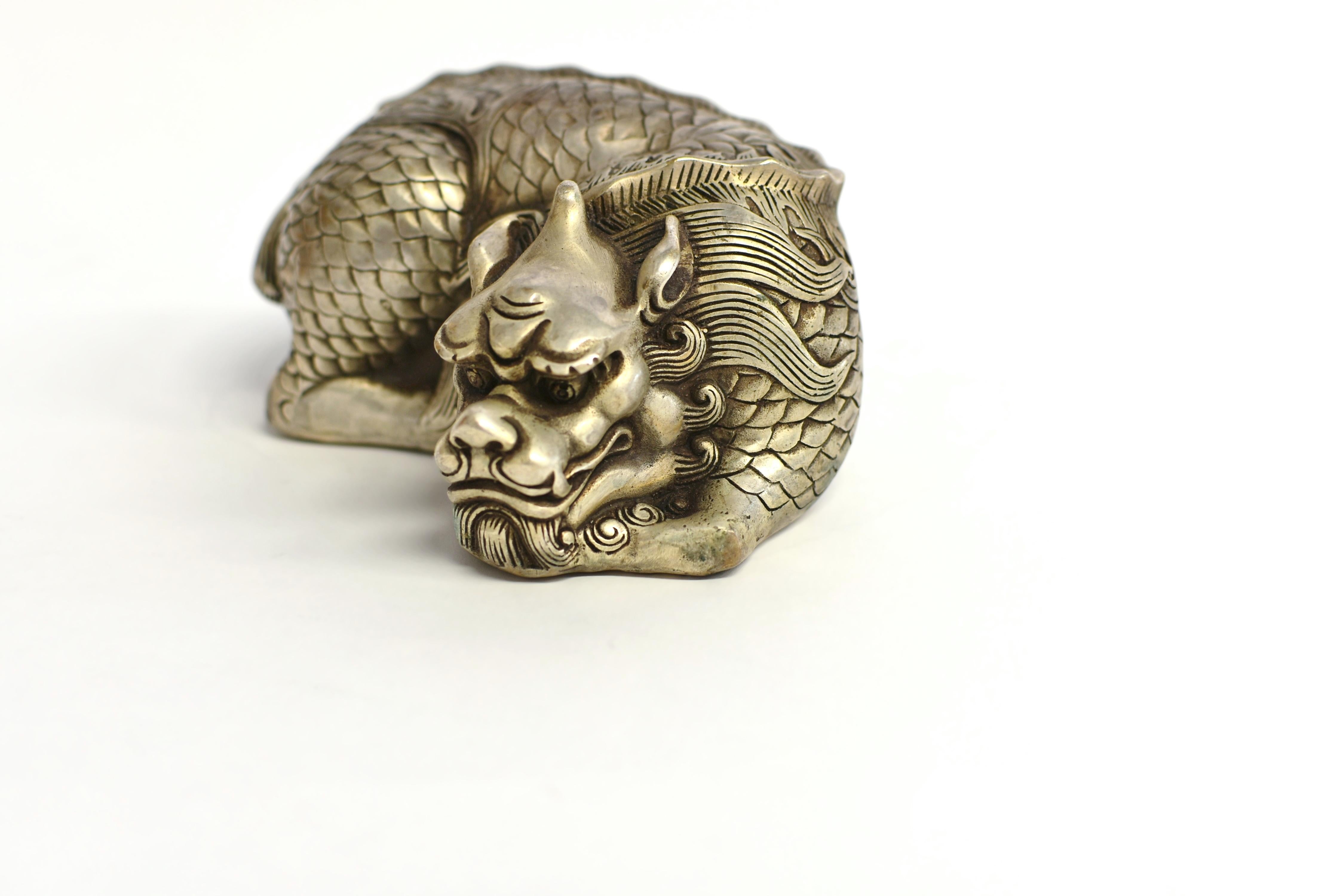 Silver Bronze Dragon Paperweight 3