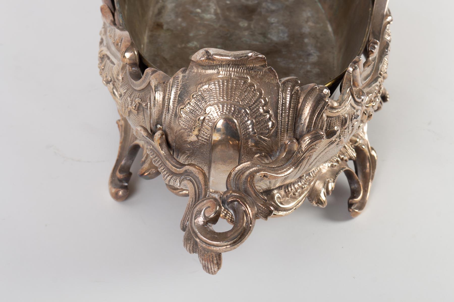 Silvered Silver Bronze Louis XV Style Planter, Napoleon III Period