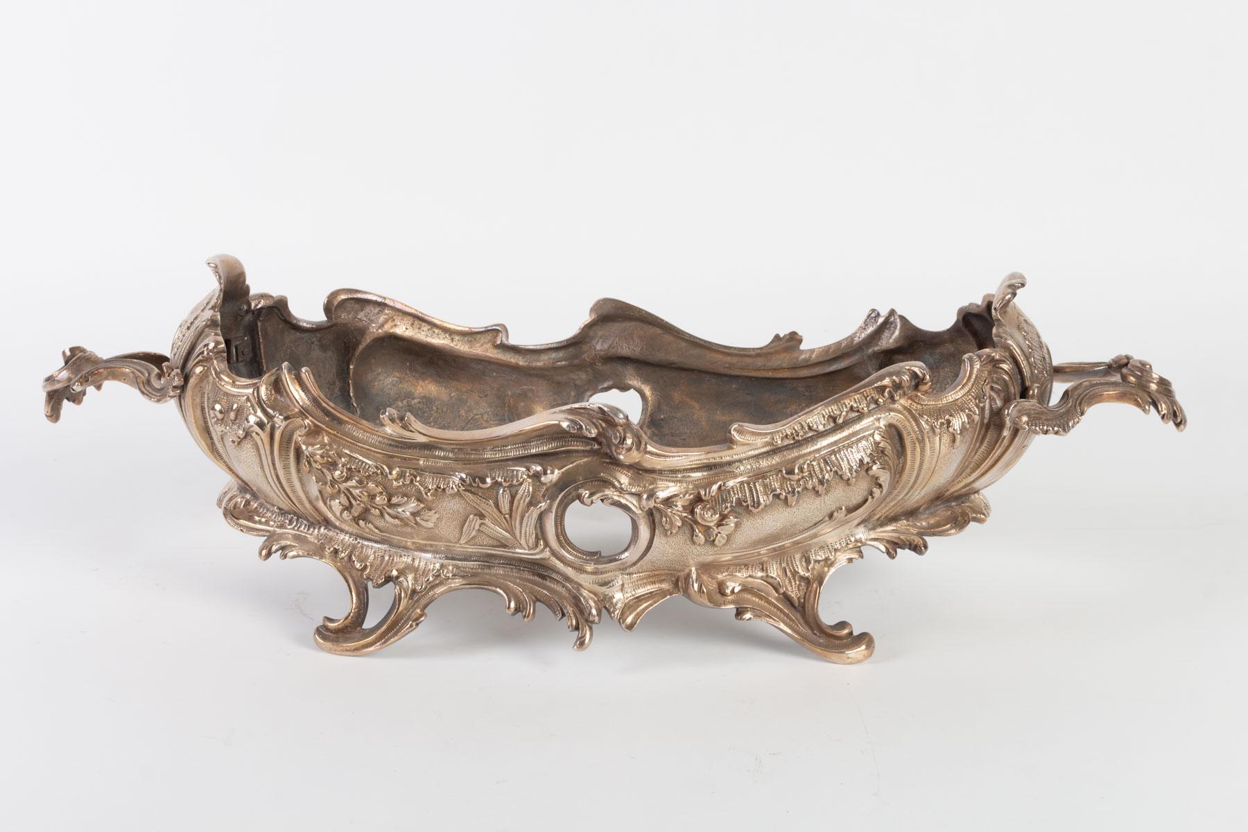 Late 19th Century Silver Bronze Louis XV Style Planter, Napoleon III Period