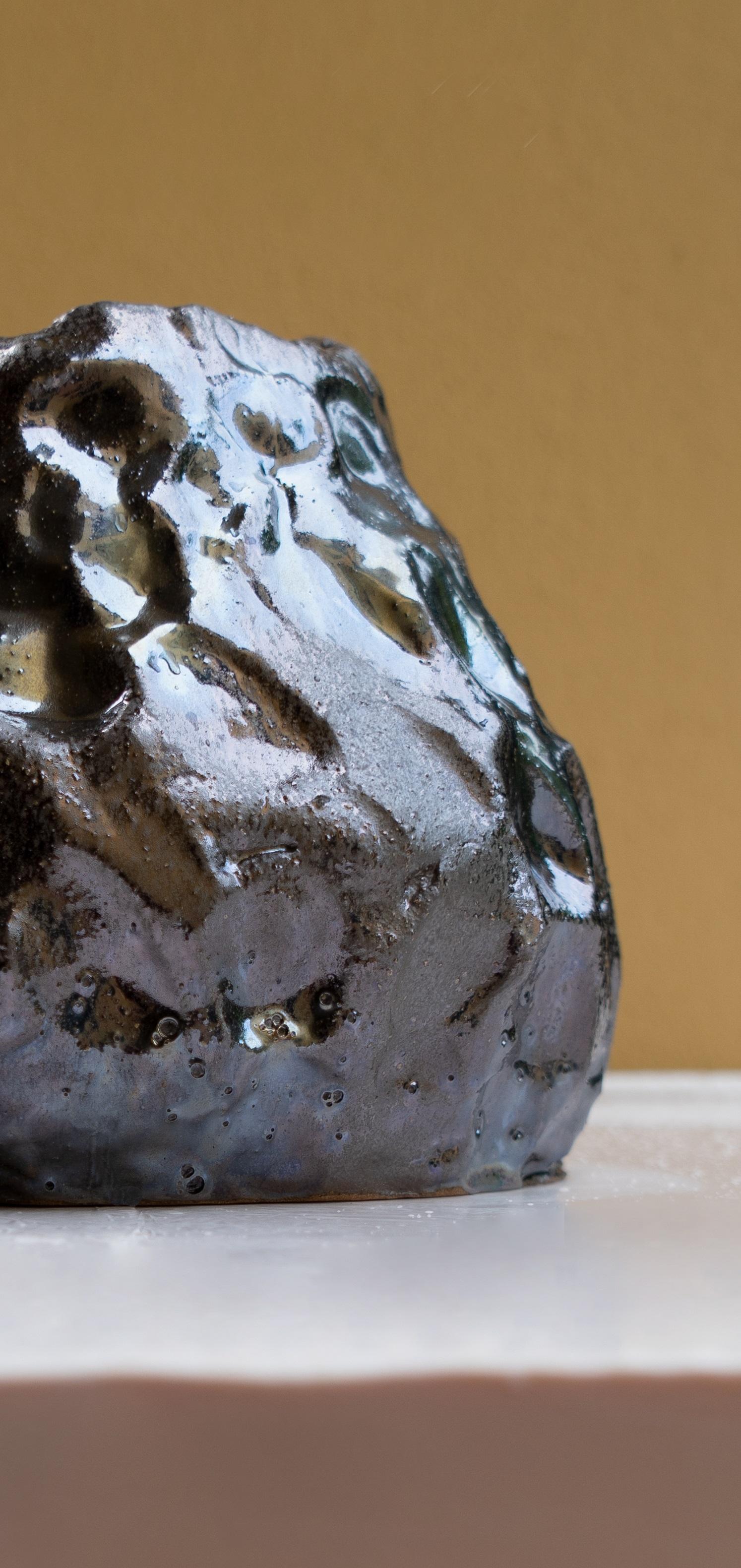 Italian Silver Bronze Vase by Daniele Giannetti For Sale