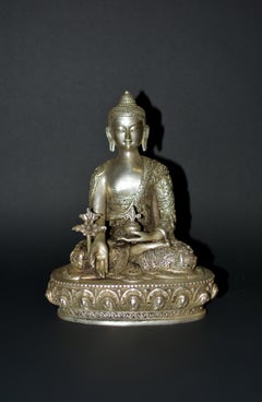 Silver Bronze Young Buddha Shakyamuni Statue