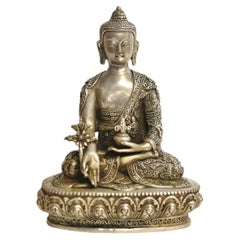 Vintage Silver Bronze Young Buddha Shakyamuni Statue