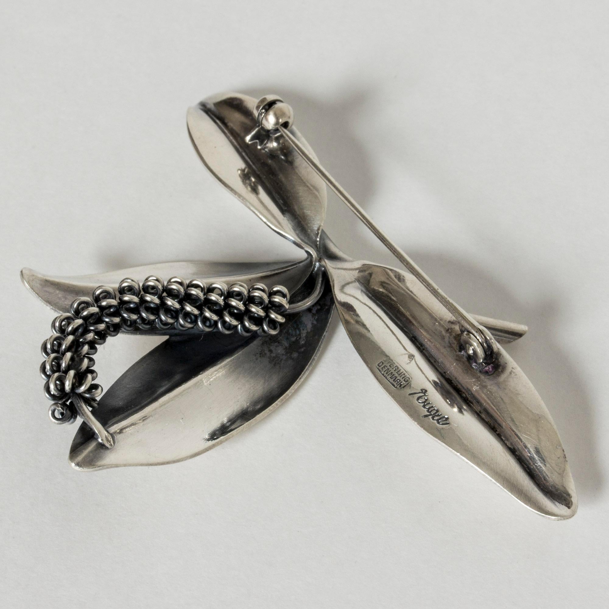 Silver Brooch by Gertrud Engel for Michelsen, Denmark, 1940s In Good Condition In Stockholm, SE