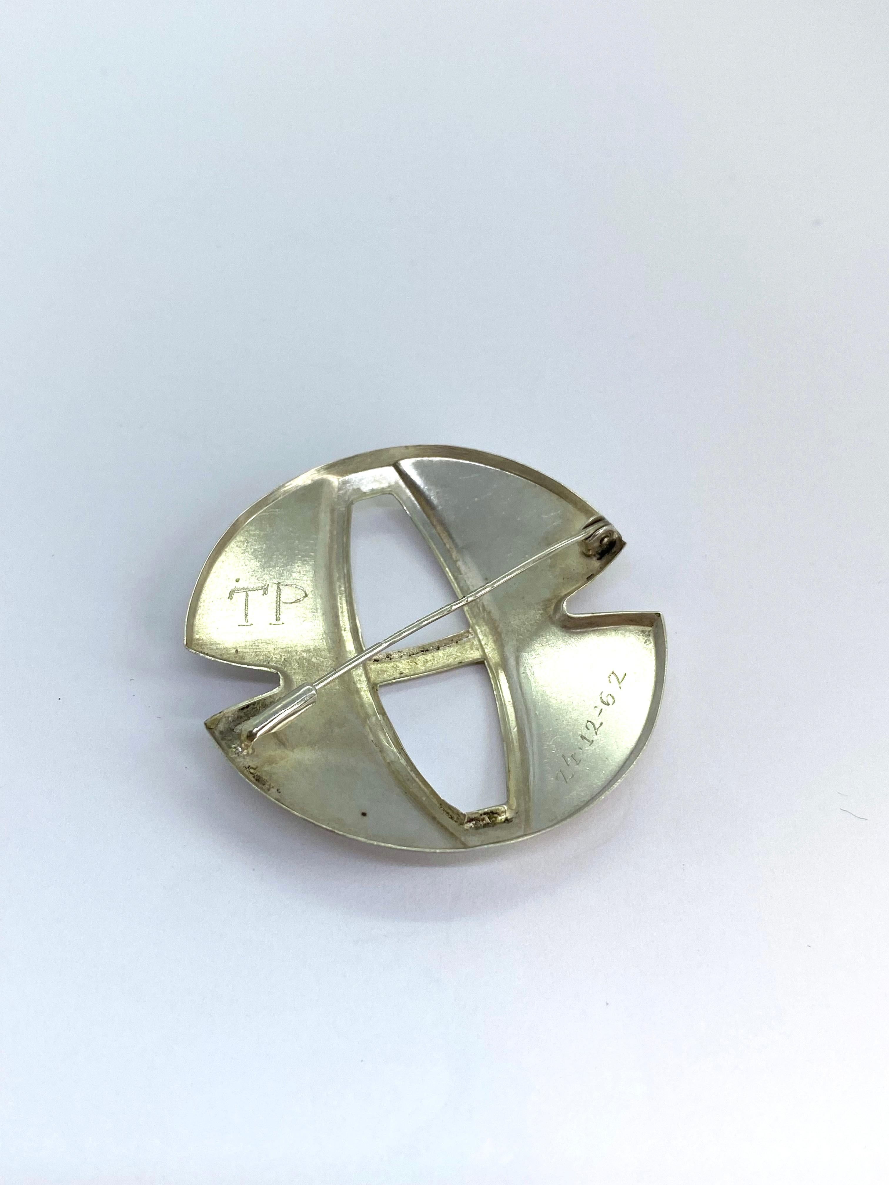 Modernist Silver Brooch Finland, 1961 For Sale