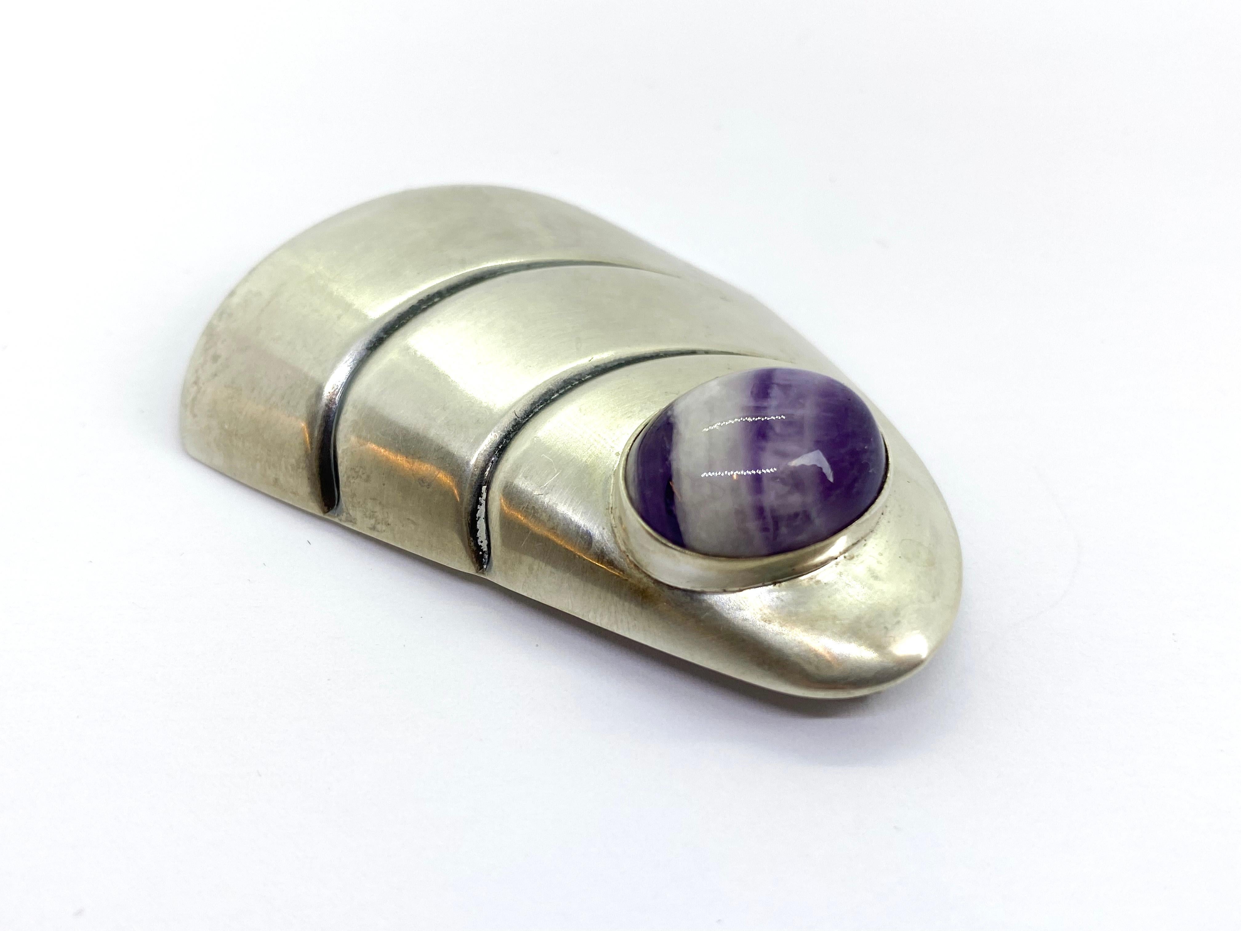 Modernist Silver Brooch Finland 1963 Manufactured by Kimmo Nuotio Heinola Finland For Sale