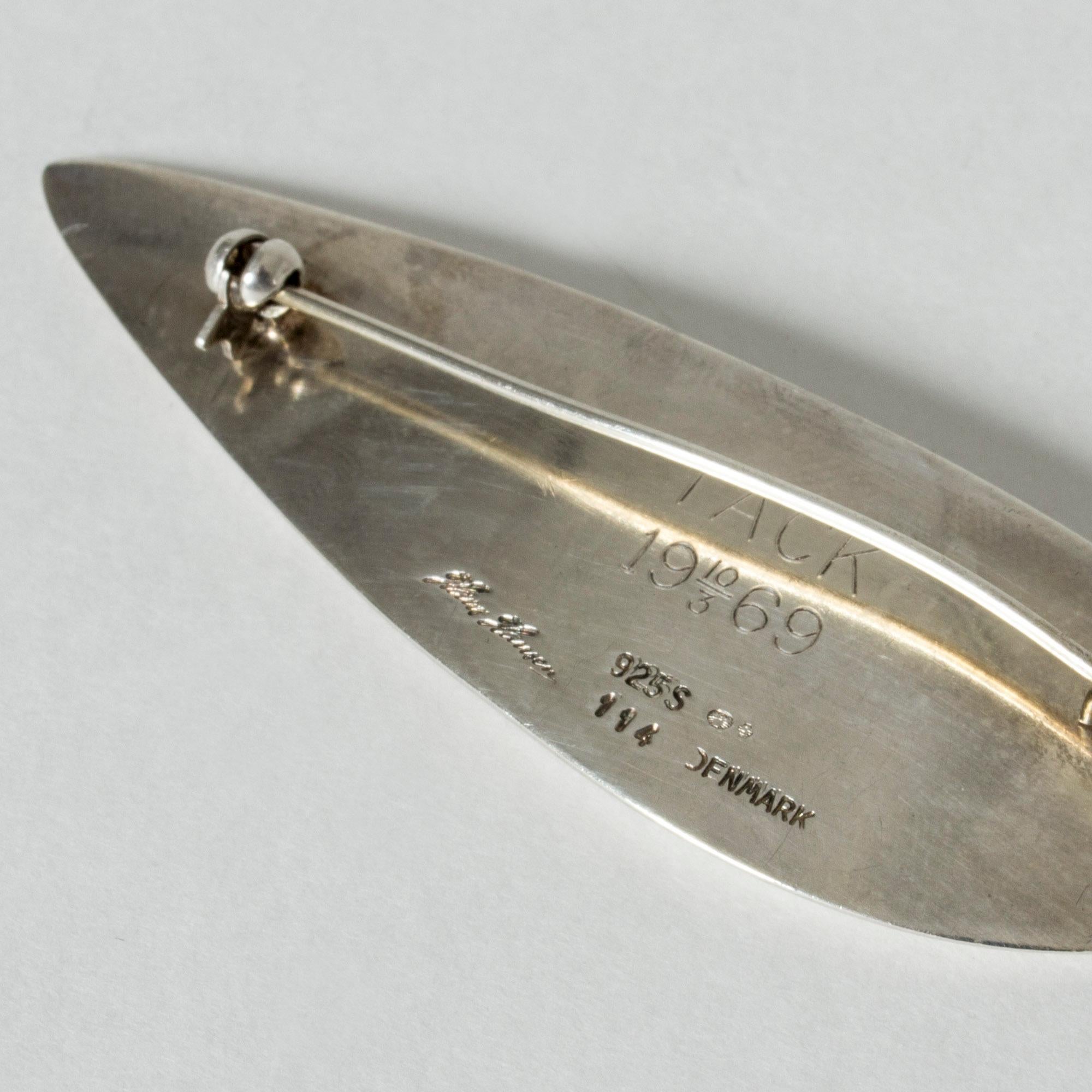 Modern Silver Brooch from Hans Hansen, Denmark, 1950s