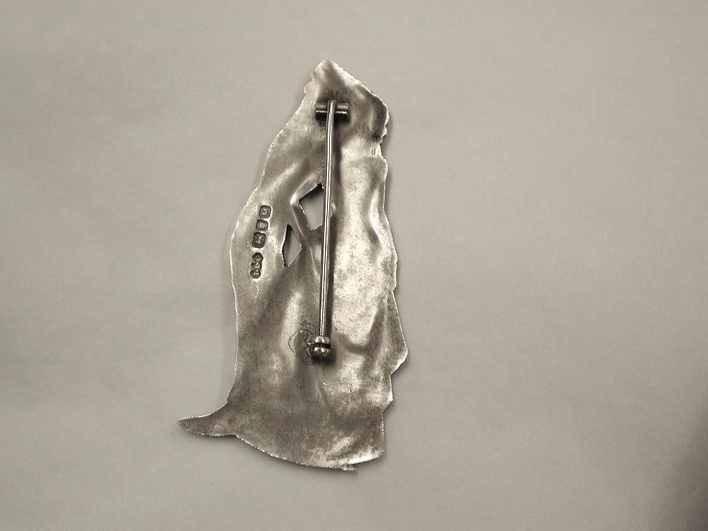 Silver Brooch of a Lady in Medieval Clothes, London, 1946 2