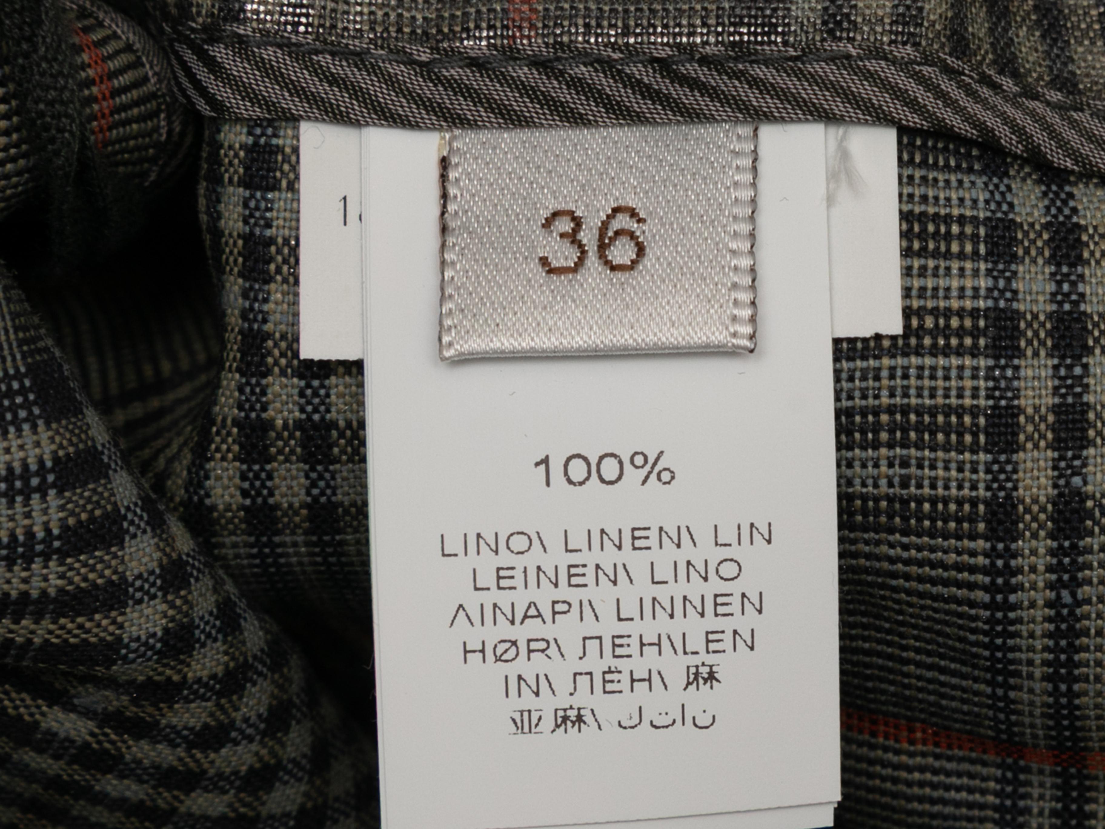 Women's Silver Brunello Cucinelli Metallic Glen Plaid Linen Shorts Size IT 36 For Sale