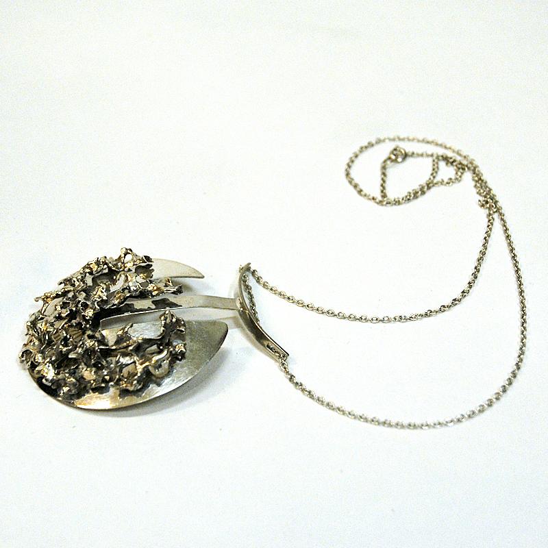 Finnish Silver Brutalist Necklace by Valon Kulta & Hopea, Finland, 1970s
