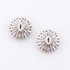 Silver Brutalist Sunburst Earrings By Crown Trifari, 1960s