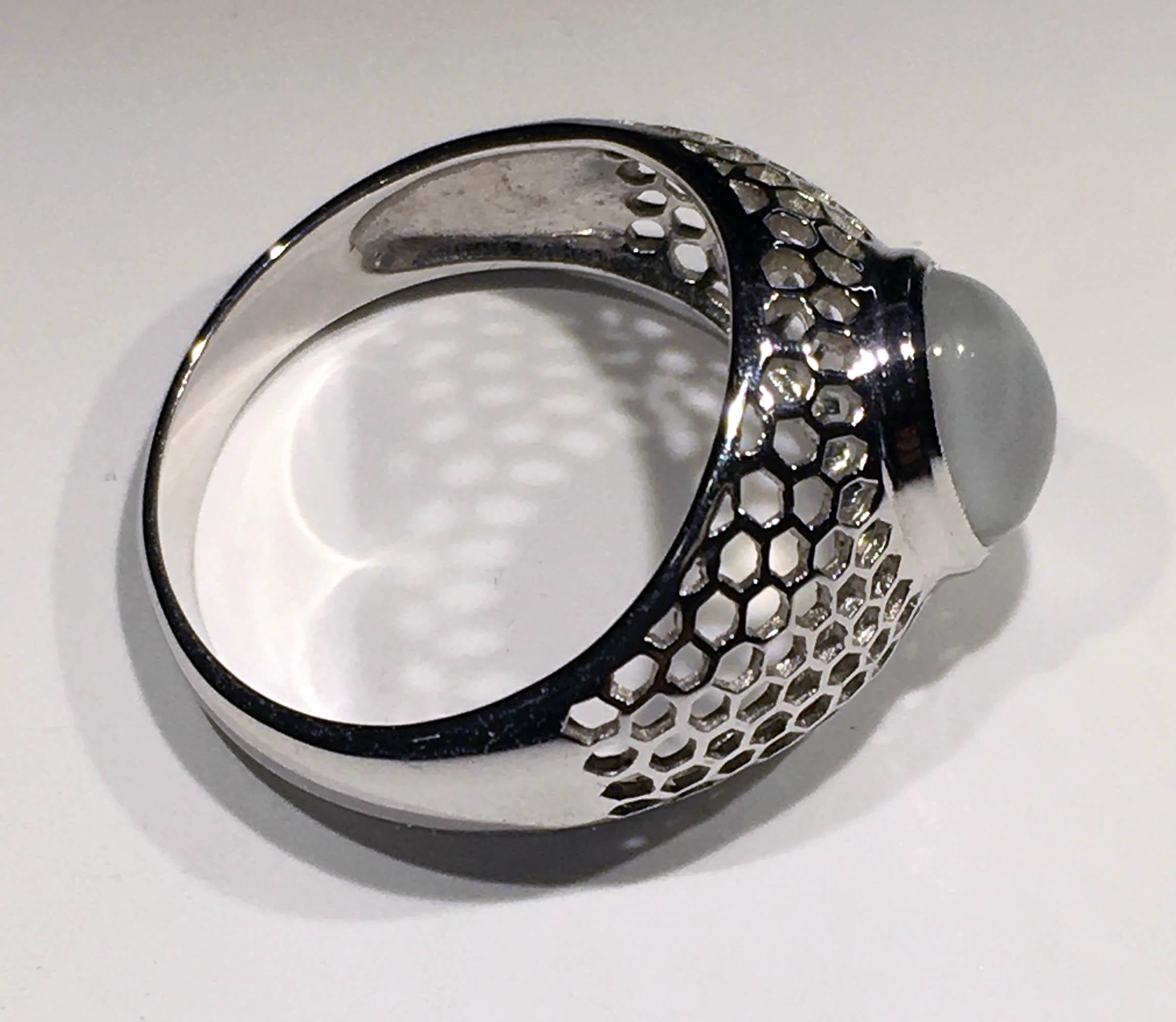 Burmese Moonstone Silver Ring 5