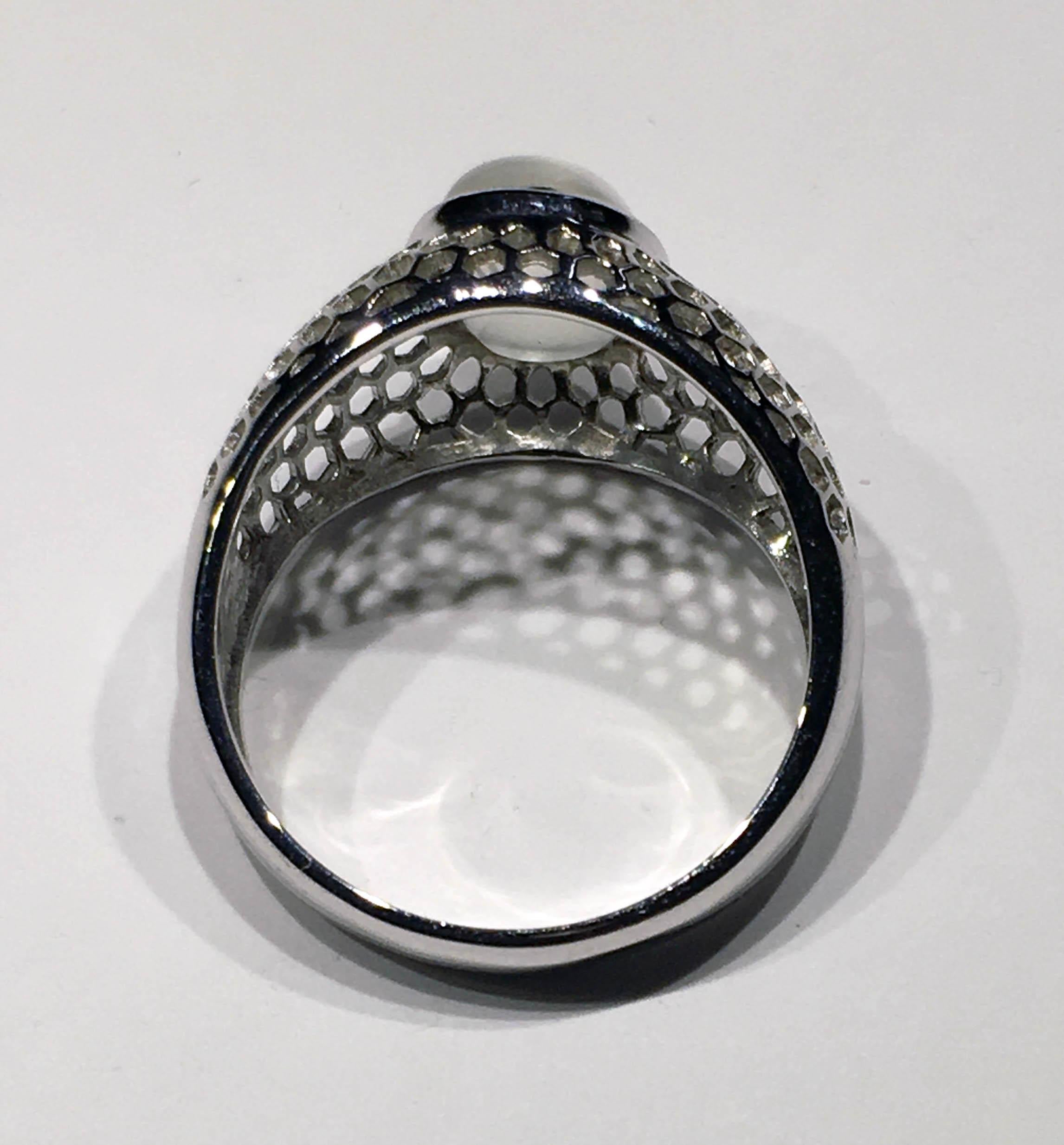 Burmese Moonstone Silver Ring 6