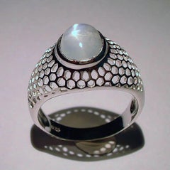 Burmese Moonstone Silver Ring