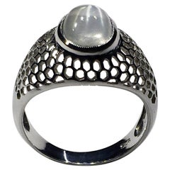 Burmese Moonstone Silver Ring