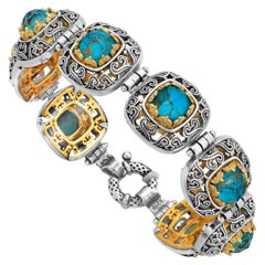 Bracelet byzantin en argent avec doublet de cuivre turquoise