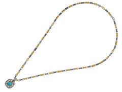 Silver Byzantine Necklace with Doublet Copper Turquoise