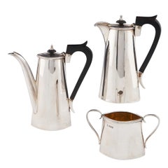 Silver Cafe au Lait Set with Sucrier Sheffield 1908