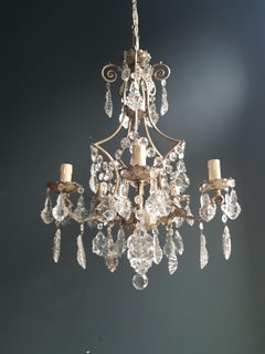 Silver Cage Putt Crystal Chandelier Antique Ceiling Lamp Lustre Brass