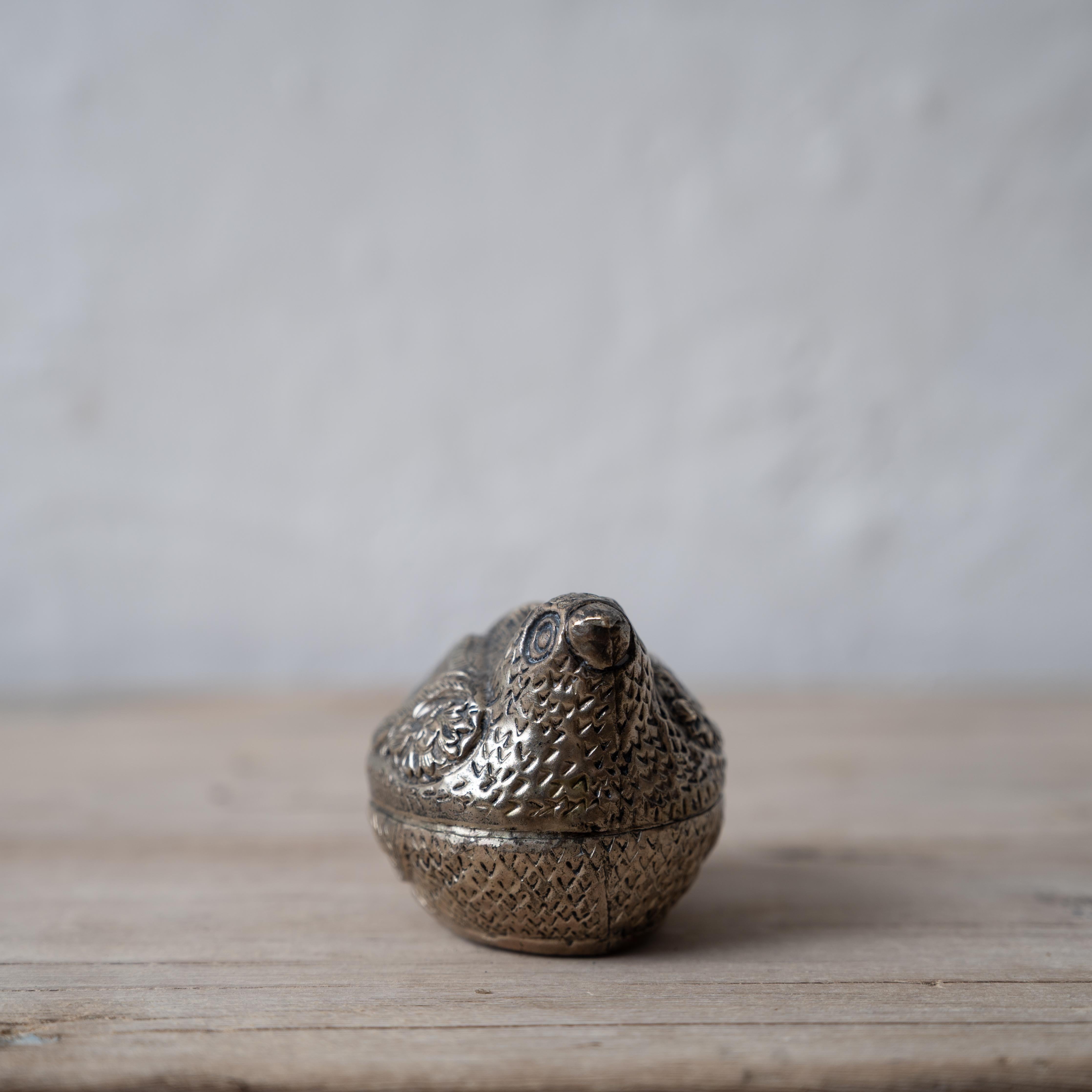 Silver Cambodian Quail Betel Nut Box For Sale 1