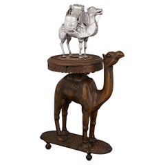 Silver Camel Tea Caddy and Carved Table