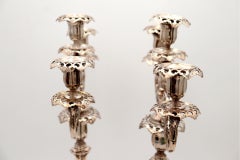 Silver candelabra with three lights, cut-out sconces