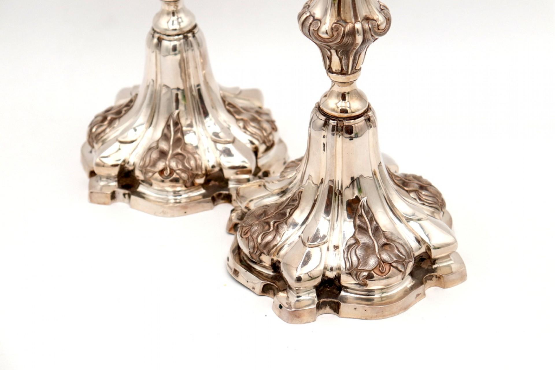 Silver candelabra with three lights, cut-out sconces For Sale 2