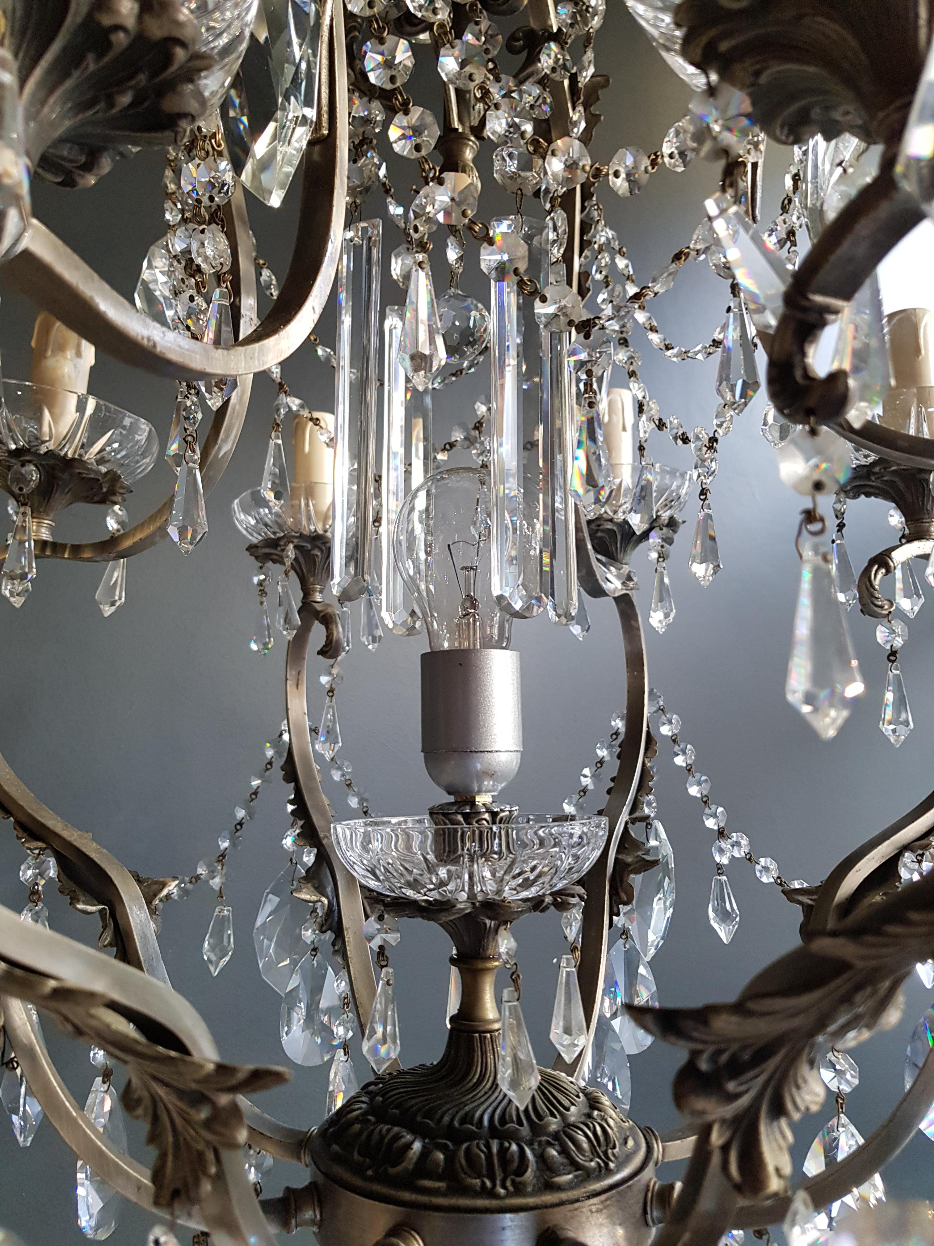 European Silver Candelabrum Chandelier Crystal Antique Art Nouveau Pendant Lighting Lamp